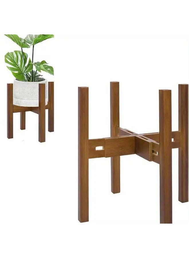 Black Walnut Adjustable Bamboo Plant Stand For 8 12 Inch Pots Modern Indoor Plant Holder - Image 1